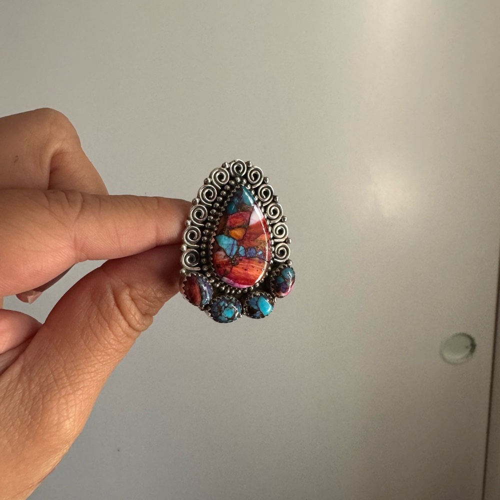Colorful Turquoise Statement Ring - image 3